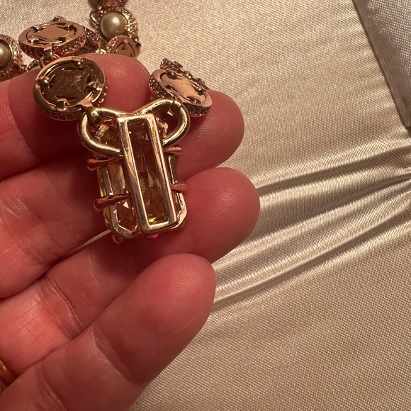 Eddie Borgo Estate Rose Gold Cultured Pearl Pyramid Spike Brass Necklace J Crew - Picture 13 of 15